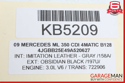 06-11 Mercedes W164 ML350 ML63 AMG Front Right Seat Belt Seatbelt Retractor Gray