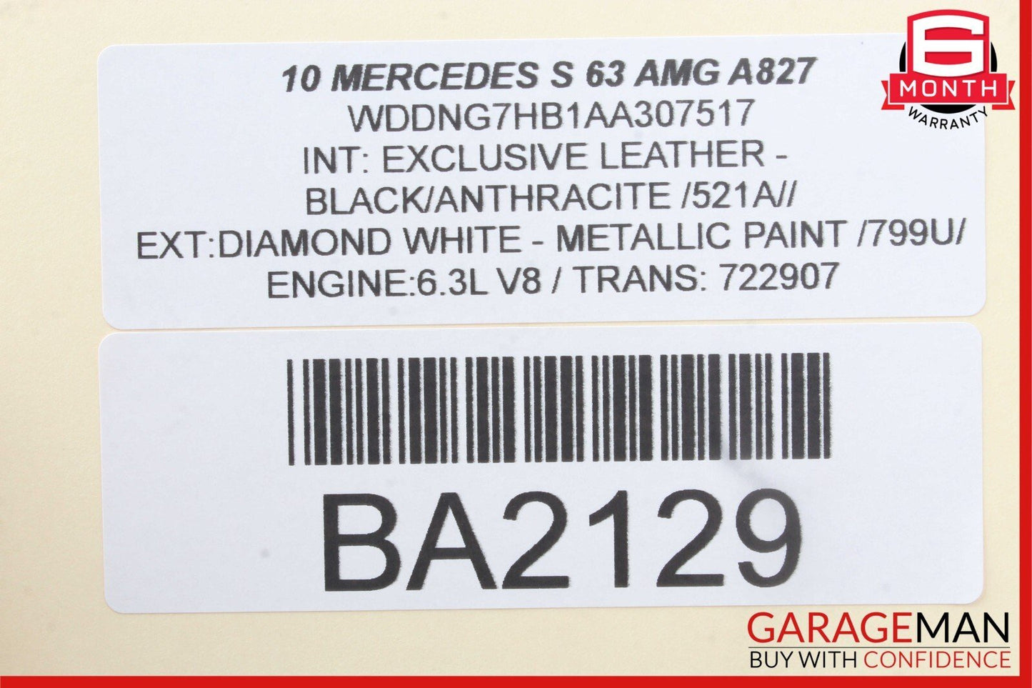 10-13 Mercedes W221 S63 AMG Front Left Driver Side Mirror Door Rear View White