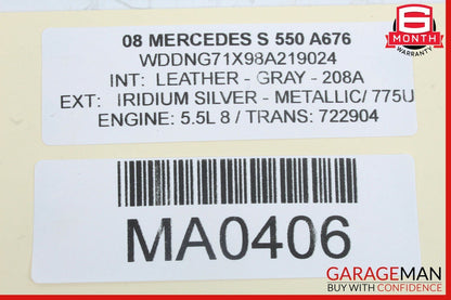 07-13 Mercedes W221 S550 Rear Center Seat Belt Retractor Buckle Assembly Black