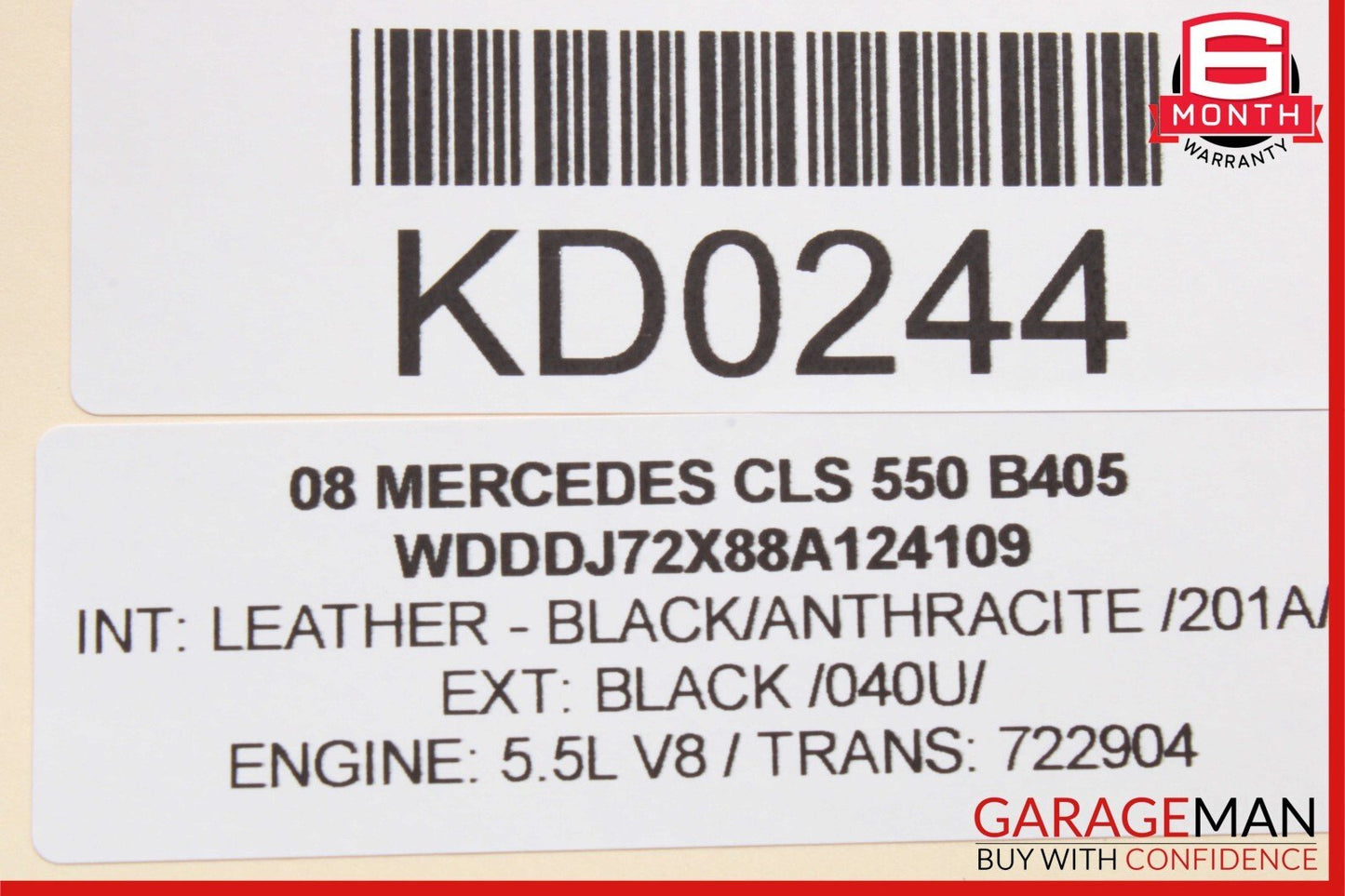 06-11 Mercedes W219 CLS550 CLS55 AMG Front Right Side Exterior Door Handle Black