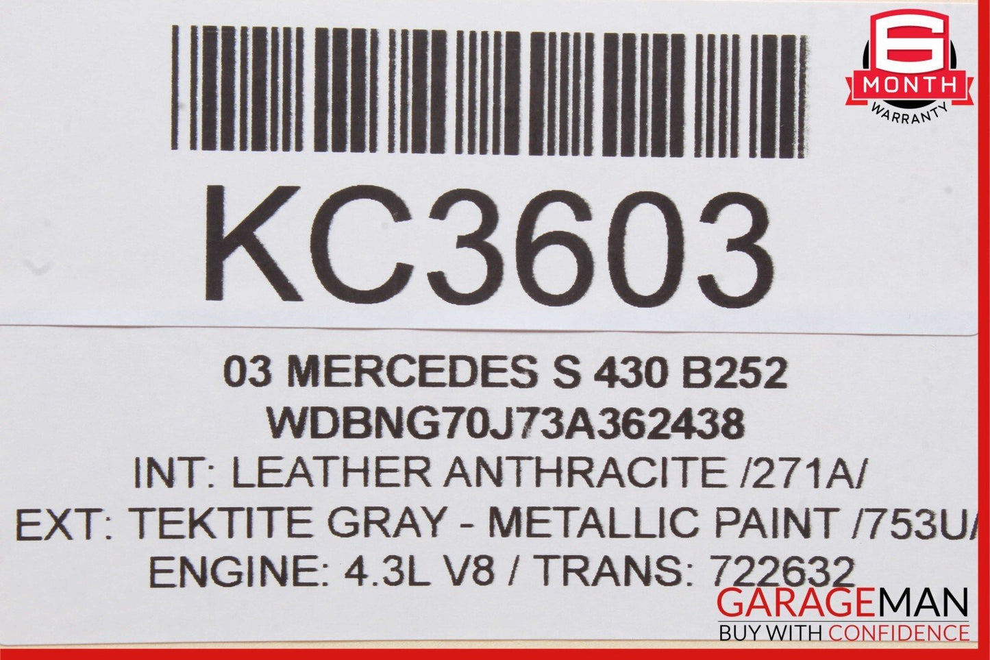00-06 Mercedes W220 S430 S500 Front Right Side Exterior Door Handle OEM