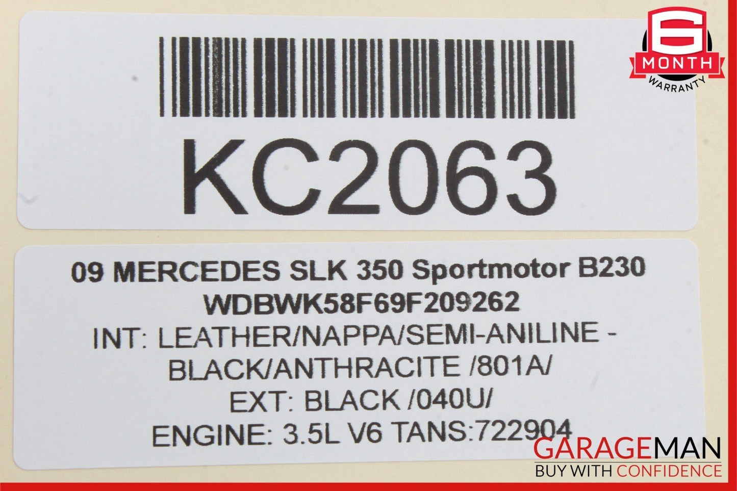 05-11 Mercedes R171 SLK350 SLK55 AMG Left Convertible Top Trunk Lid Cylinder OEM