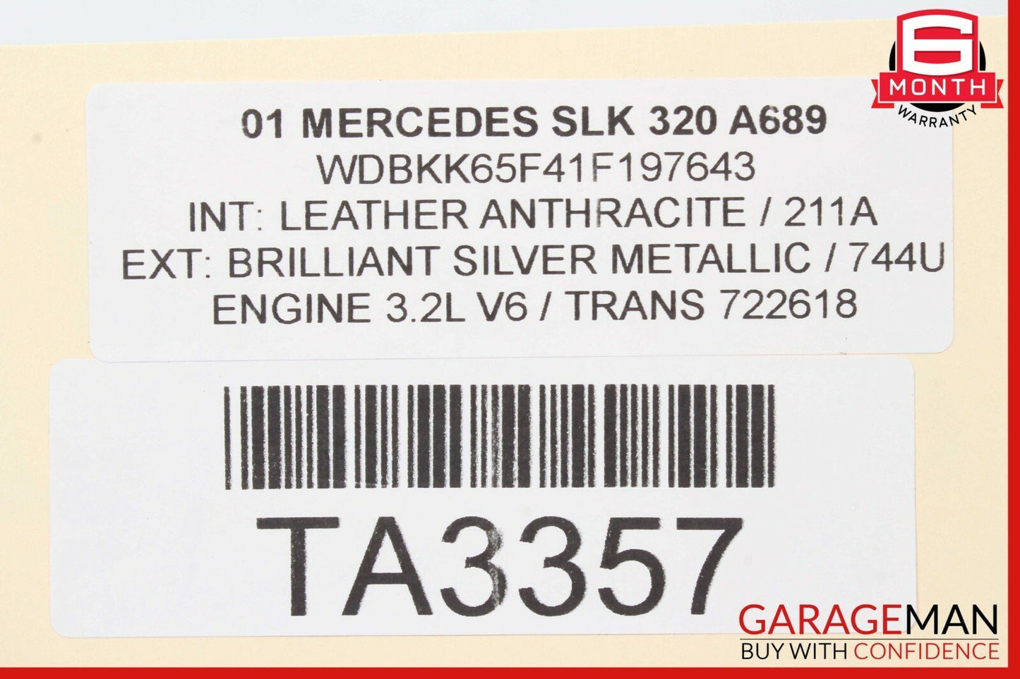 97-04 Mercedes R170 SLK230 SLK32 AMG Rear Luggage Top Shelf Trim Cover Panel
