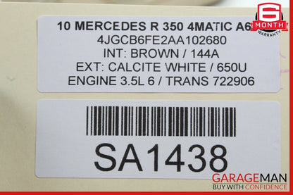 09-13 Mercedes W251 R350 R320 Front Right Side Sun Visor Sun Shade Brown OEM