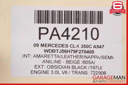 06-09 Mercedes W209 CLK350 Rear Left Interior Upper Door Quarter Panel Beige
