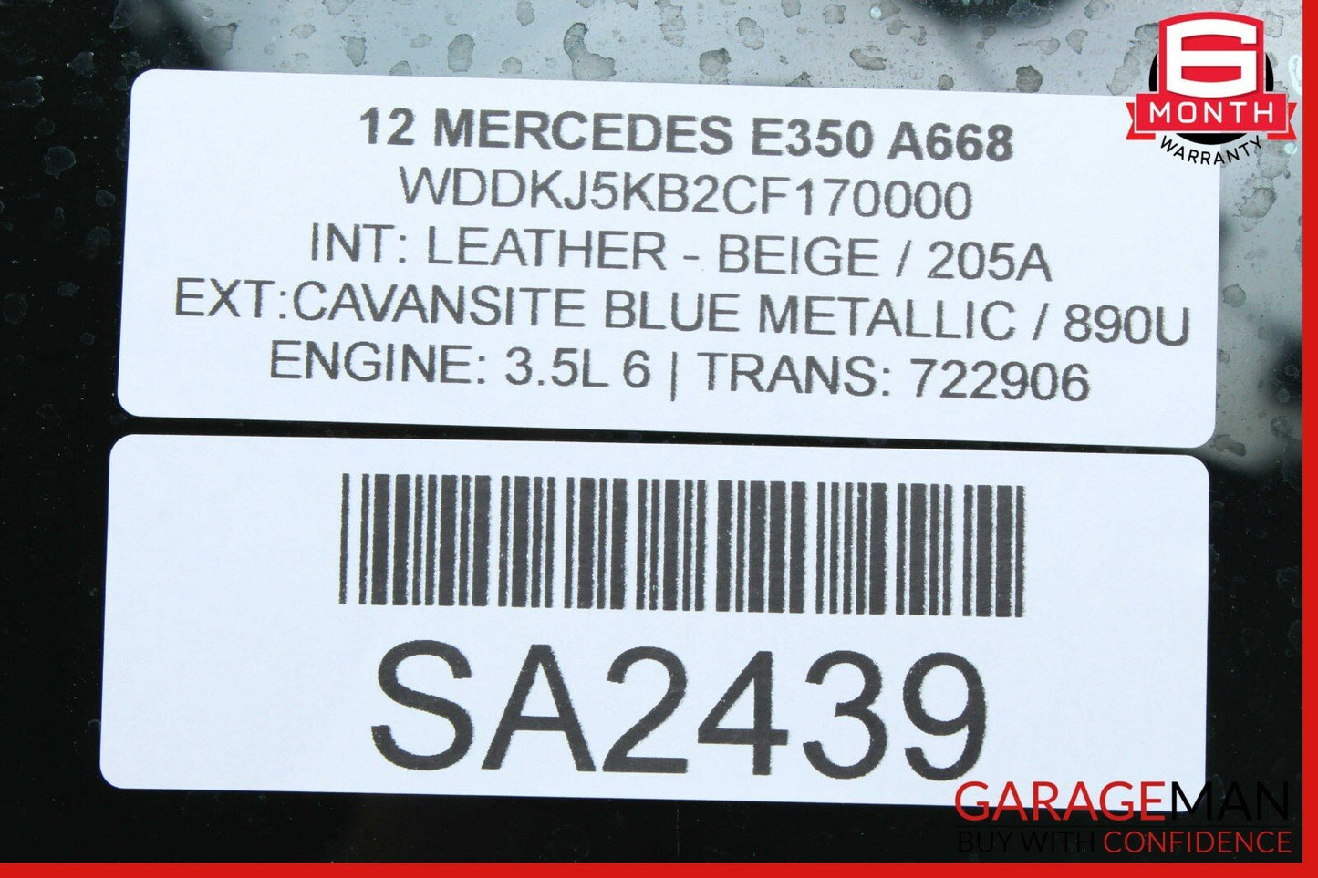 10-13 Mercedes W207 E350 E550 Coupe Rear Right Passenger Quarter Window Glass
