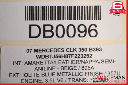 06-09 Mercedes W209 CLK350 CLK550 Base Right Rocker Molding Side Skirt Blue OEM