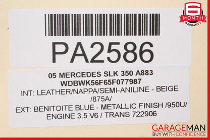 05-11 Mercedes R171 SLK350 Front Right Side Interior Door Panel Trim Cover Beige