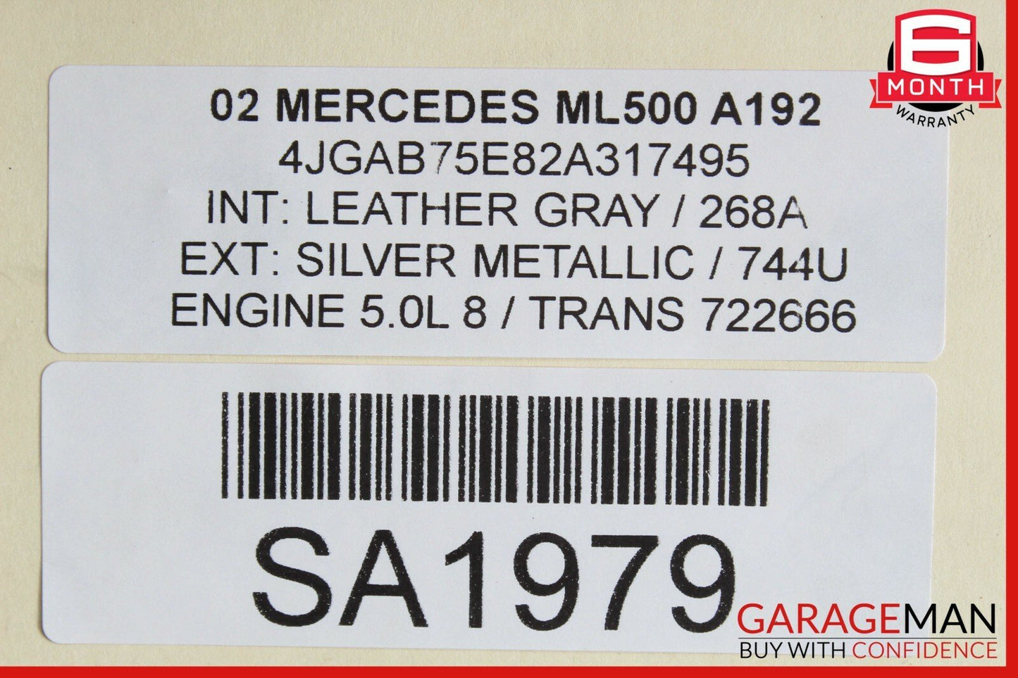 02-05 Mercedes W163 ML500 Front Right Side Top Upper Seat Cushion Black OEM