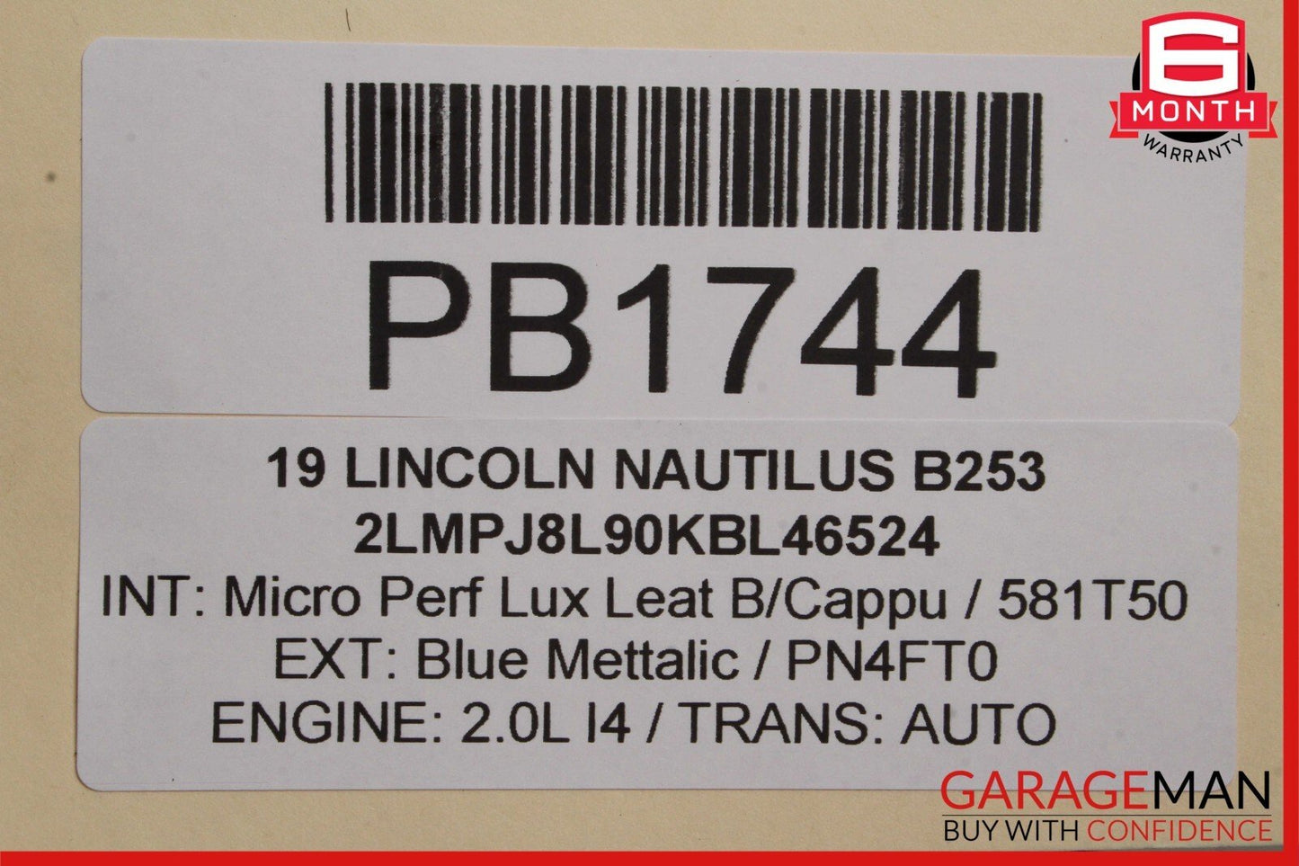 19-20 Lincoln Nautilus Panoramic Sunroof Window Glass & Motor Shade OEM
