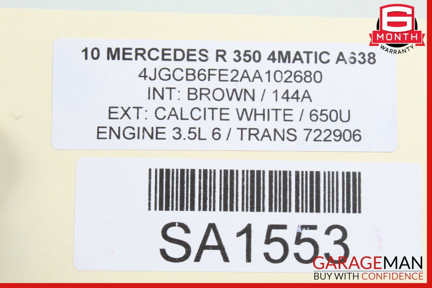 06-13 Mercedes GL450 R350 ML350 Front Left / Right Seat Truss Adjustable Insert