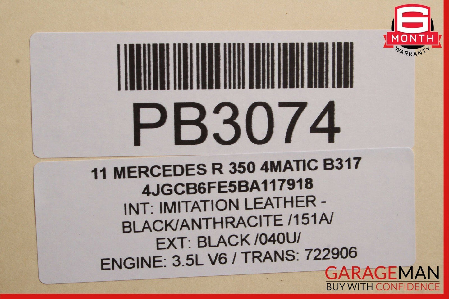 09-13 Mercedes W164 ML350 R350 Front Right Top Upper Seat Cushion Anthracite