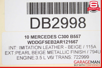 08-11 Mercedes W204 C250 C350 Front Hood Bonnet Panel Cover Pearl Beige