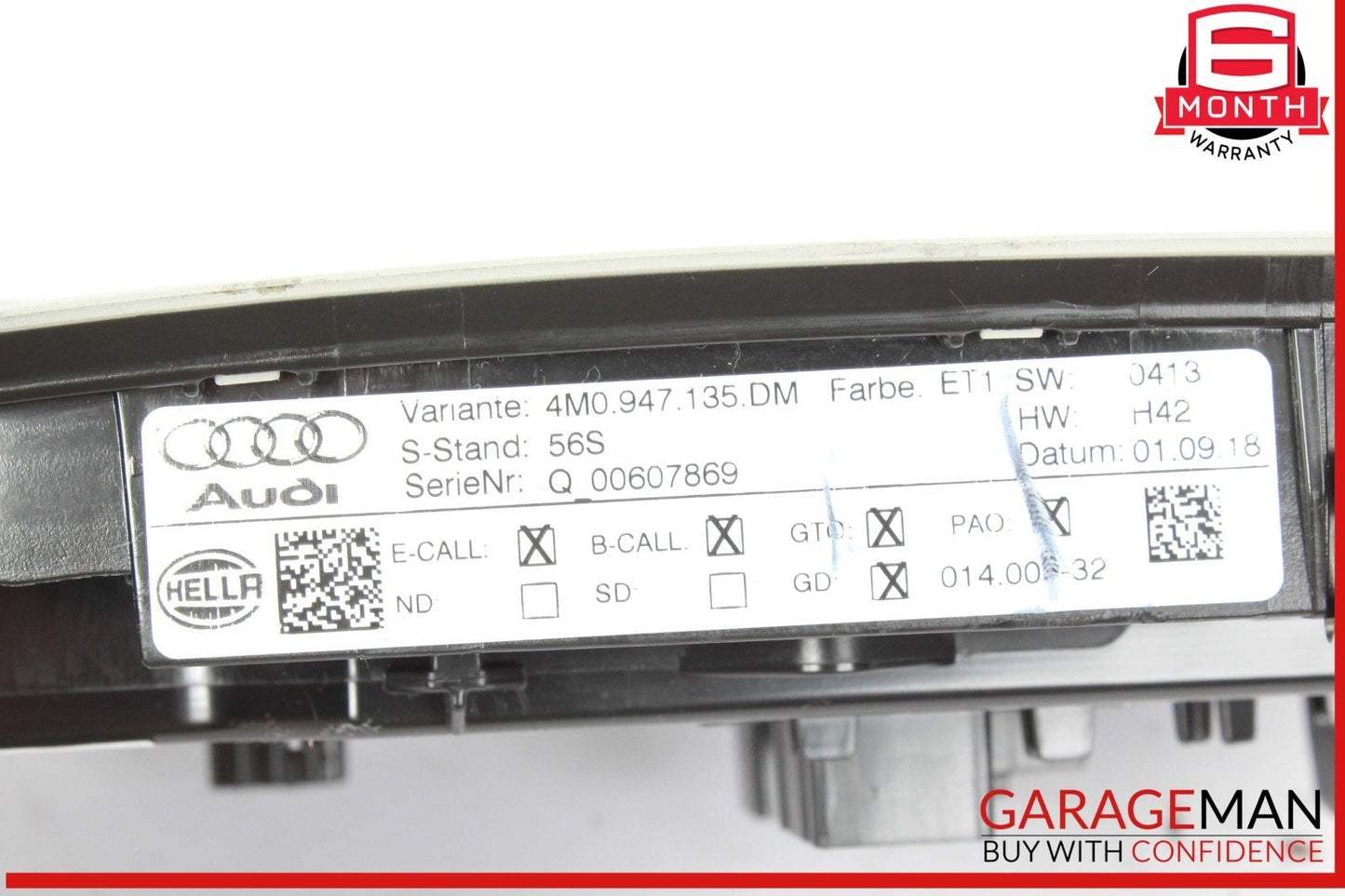 17-19 Audi Q7 Front Upper Overhead Interior Dome Light Lamp 4M0947135DM OEM