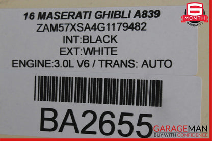 14-17 Maserati Ghibli Dash Ignition Switch Controller Push Button w/ Key Set