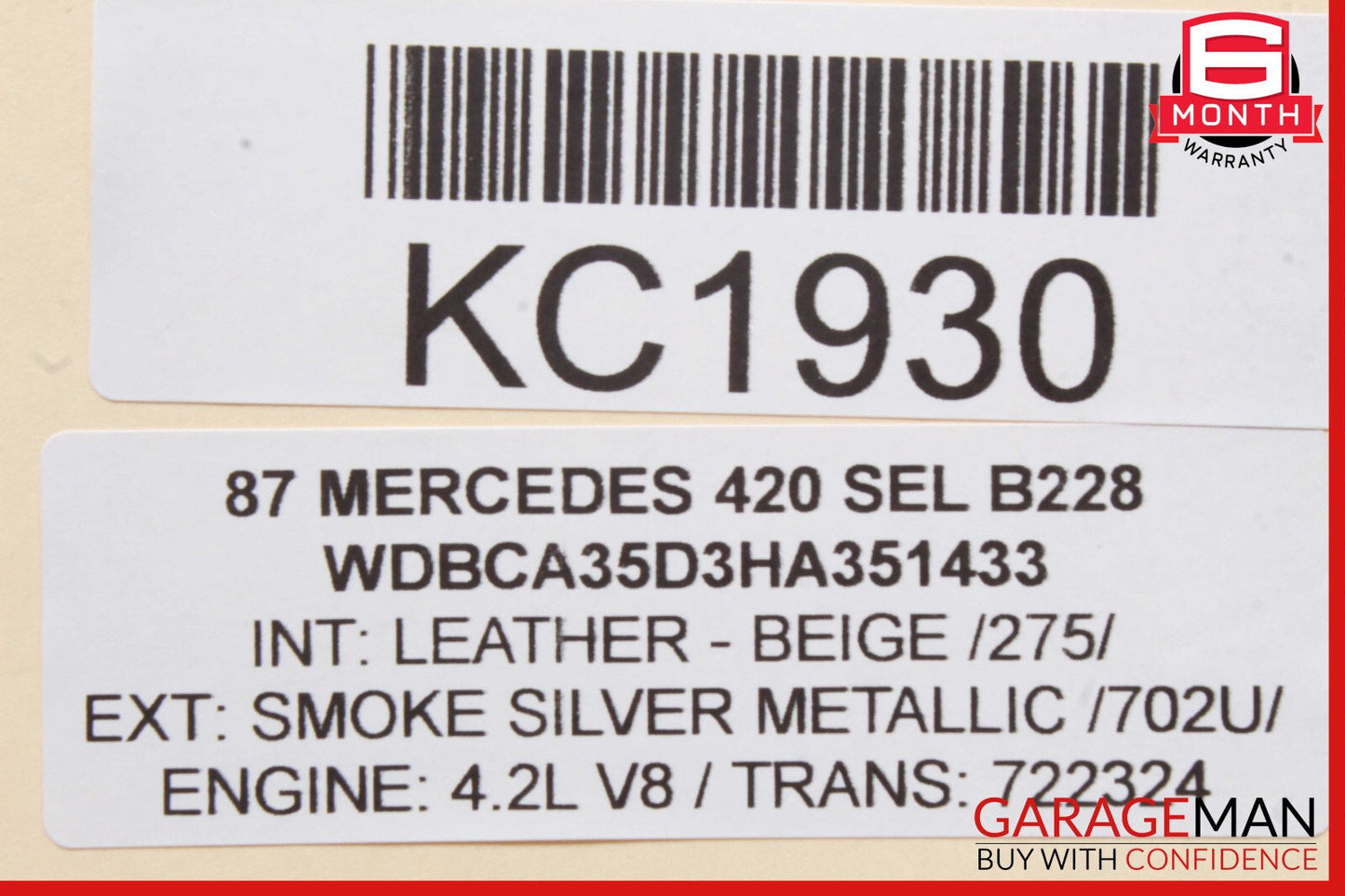 81-91 Mercedes W126 420SEL Dash AC A/C Upper Air Vent Grill Right Side OEM