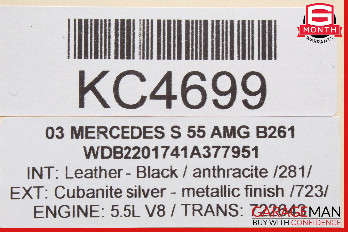 00-06 Mercedes W220 S55 AMG Front Right Keyless Go Exterior Door Handle OEM