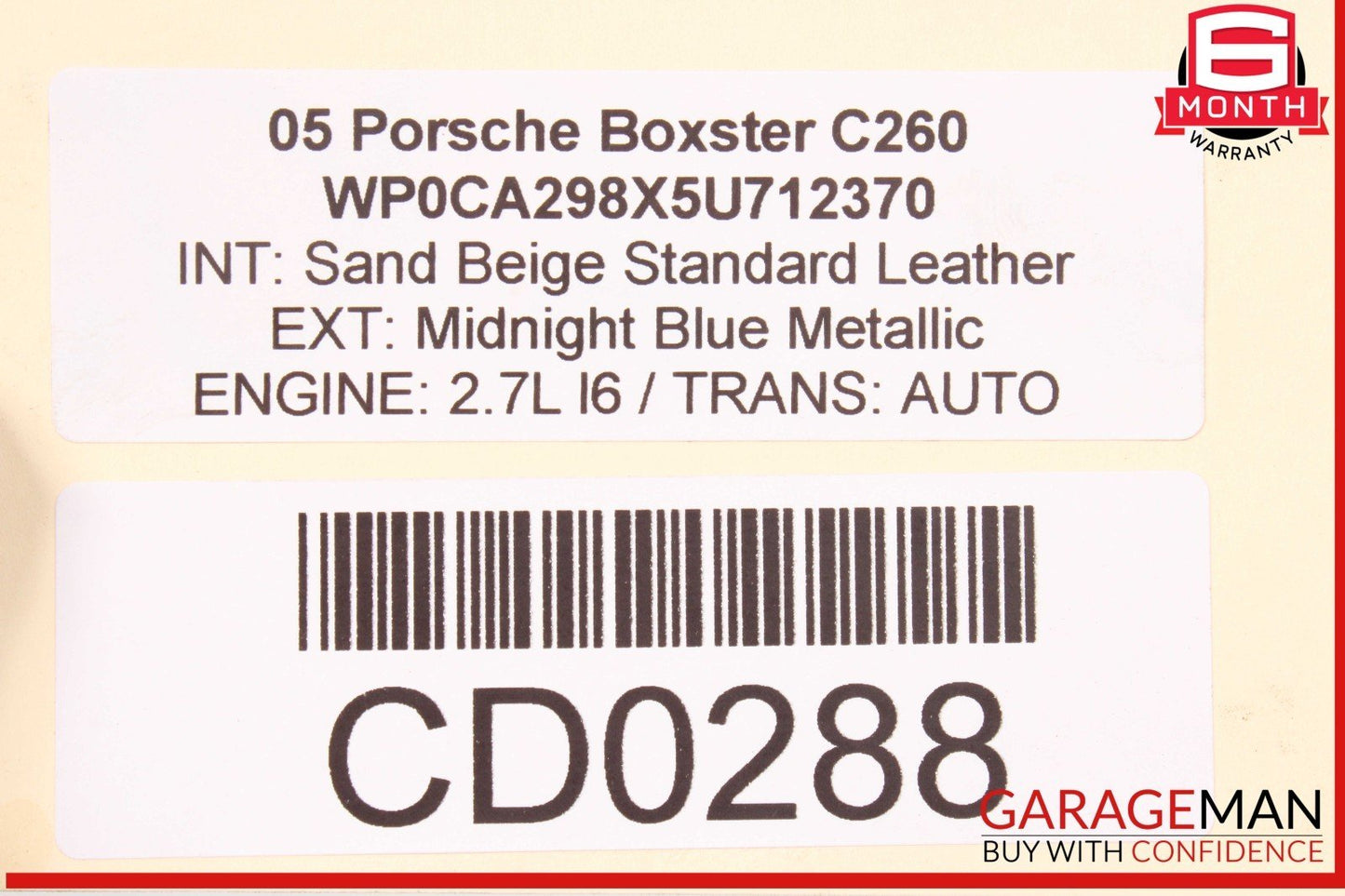 05-12 Porsche Boxster 987 Rear Bumper Reinforcement Impact Bar w/ Shield OEM
