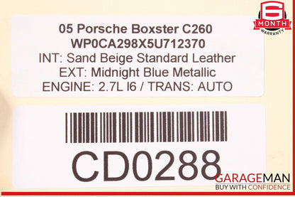 05-12 Porsche Boxster 987 Rear Bumper Reinforcement Impact Bar w/ Shield OEM