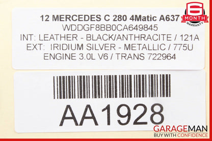 08-14 Mercedes W204 C300 Front Left Bumper Reinforcement Impact Bracket Bar OEM