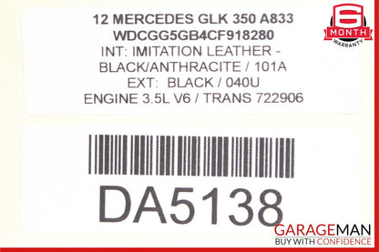 10-15 Mercedes X204 GLK350 Front Right Passenger Side Interior Door Panel Black