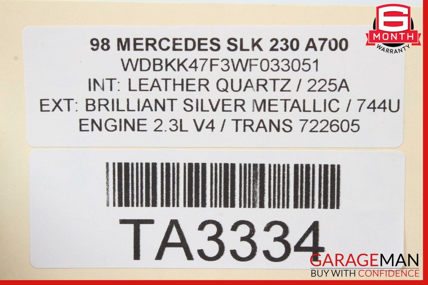 97-04 Mercedes R170 SLK230 SLK320 Rear Luggage Top Shelf Trim Cover Panel