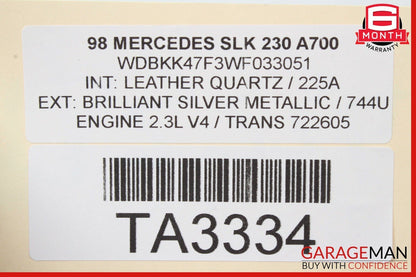 97-04 Mercedes R170 SLK230 SLK320 Rear Luggage Top Shelf Trim Cover Panel