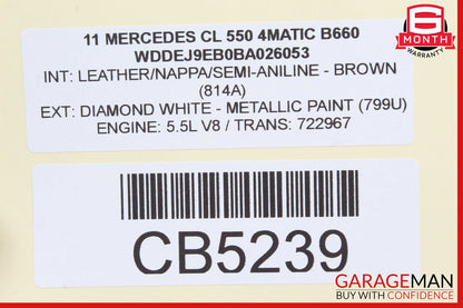11-17 Mercedes W216 CL550 S550 4Matic Front Driveshaft Propeller Shaft OEM