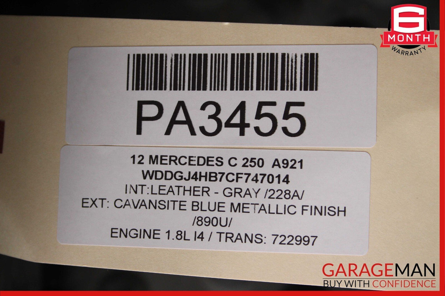 12-14 Mercedes W204 C250 Coupe Front Right Side Exterior Door Shell Frame Blue