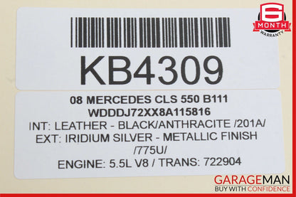 06-11 Mercedes W219 CLS550 Front Right Passenger Interior Door Panel Black OEM
