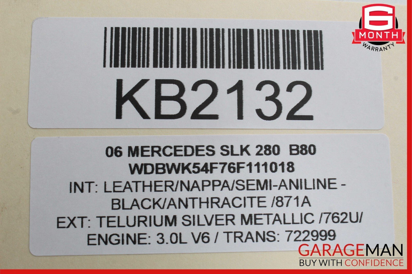 05-11 Mercedes R171 SLK280 Convertible Top Right Side Trunk Lid Cylinder OEM