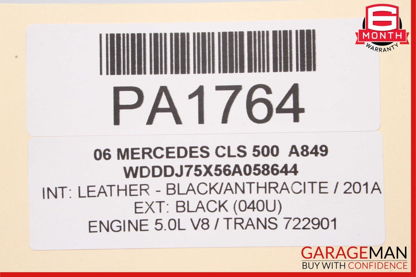 06-11 Mercedes W219 CLS500 CLS550 Rear Right Interior Door Panel Cover Black