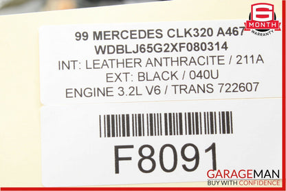 98-03 Mercedes W208 CLK320 Front Right Seatbelt Seat Belt Retractor Black OEM