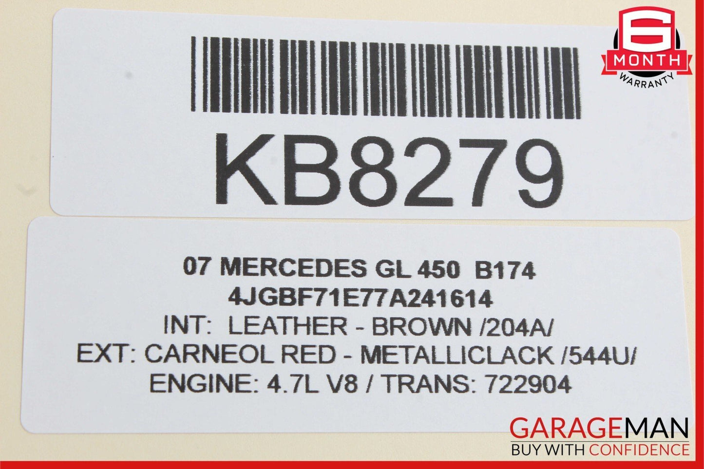 07-08 Mercedes X164 GL450 Front Right Side Mirror Door Rear View Carneol Red OEM