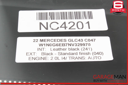 16-22 Mercedes X253 GLC43 AMG Rear Right Passenger Side Door Window Glass OEM