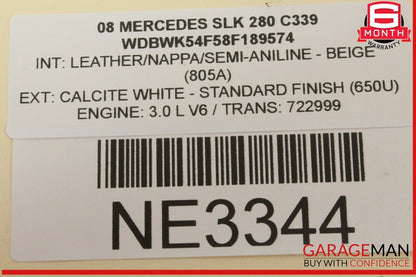 05-11 Mercedes R171 SLK280 SLK250 Front Left Side Exterior Door Handle White OEM