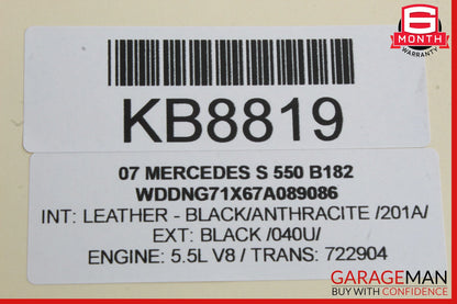 07-13 Mercedes W221 S550 Rear Right Door Lock Latch Actuator Keyless Go OEM