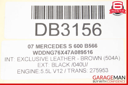 07-09 Mercedes W221 S600 Rear Left Recline Lower Bottom Seat Cushion OEM