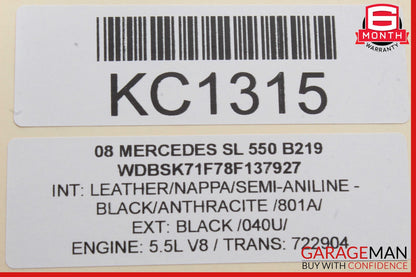 03-08 Mercedes R230 SL550 Rear Right Luggage Seatbelt Retractor Speaker Assembly