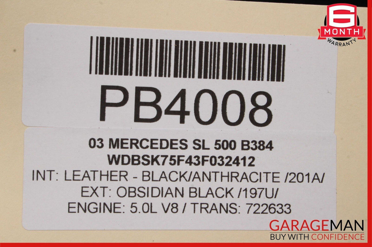 03-08 Mercedes R230 SL500 SL600 Front Hood Bonnet Vent Cover Assembly Black