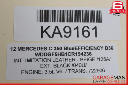 08-21 Mercedes W204 C350 C300 Rear Overhead Dome Light Lamp Reading Map OEM