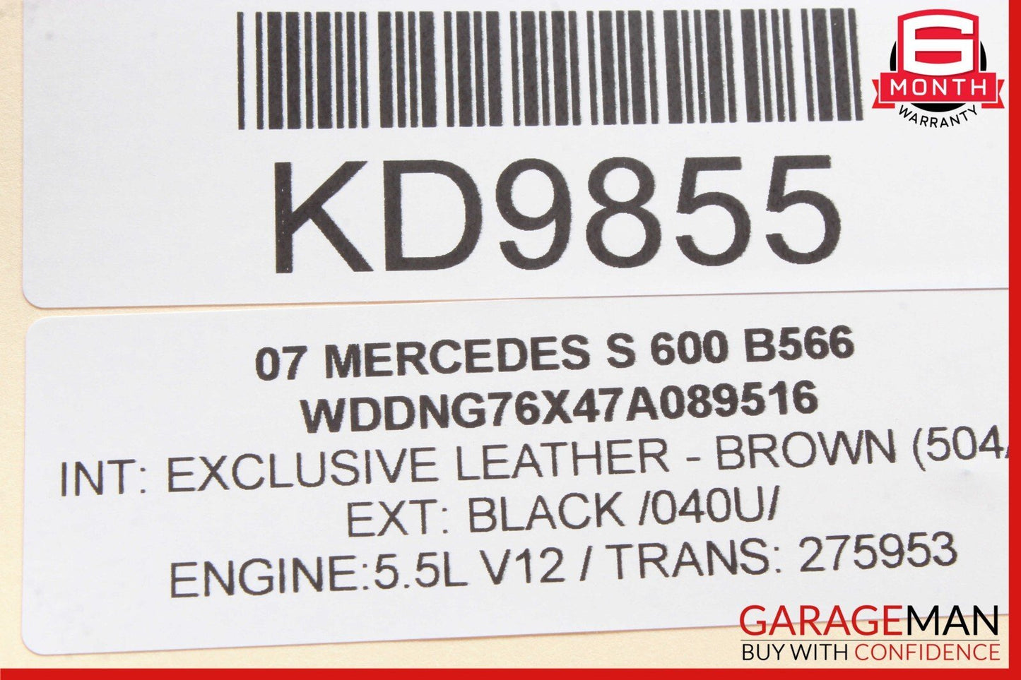 Mercedes W221 S550 S600 CL550 Front Right Sun Visor Shade Sunvisor Suede Brown