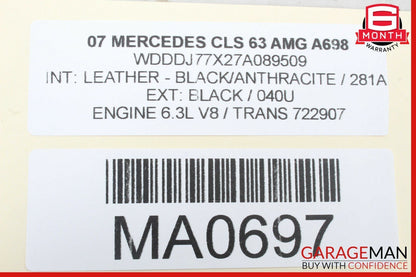 06-08 Mercedes CLS63 AMG Front Right Side Mirror Door Rear View Black OEM