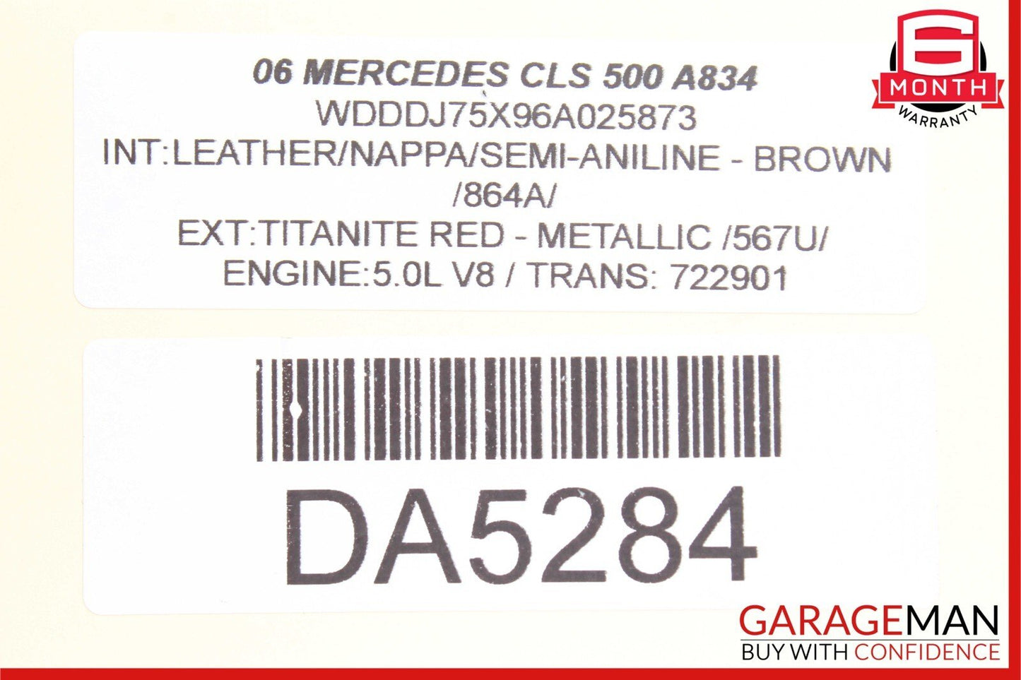 06-11 Mercedes W219 CLS500 Front Left / Right Side Top Upper Seat Cushion Brown