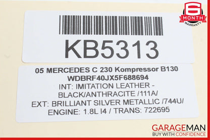 05-07 Mercedes W203 C230 C280 Rear Right Exterior Door Handle Brilliant Silver
