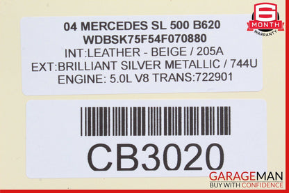 03-08 Mercedes R230 SL500 Rear Left Seat Belt Retractor Luggage Speaker Beige
