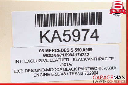 07-13 Mercedes W221 S600 S63 AMG Rear Right / Left Side Door Control Module Unit