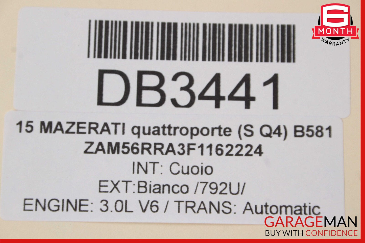 14-18 Maserati Quattroporte Rear Bench Lower Bottom Seat Cushion Cover OEM