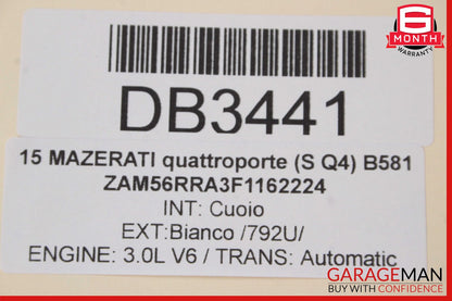 14-18 Maserati Quattroporte Rear Bench Lower Bottom Seat Cushion Cover OEM