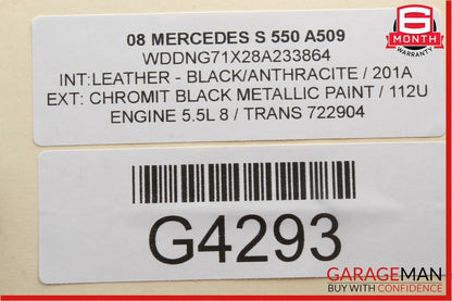 07-09 Mercedes W221 S550 Rear Right / Left Overhead Upper Vanity Mirror Gray